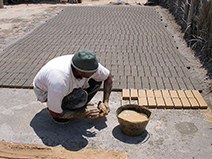 Handmade clay bricks