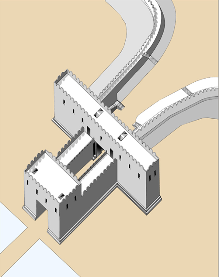 Sisupalgarh, isometric reconstruction of the northern gate of the western glacis